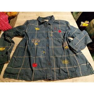 Vintage Breckenridge‎ Denim embroidery Shirt SzXL Western Grannycore Retro Style